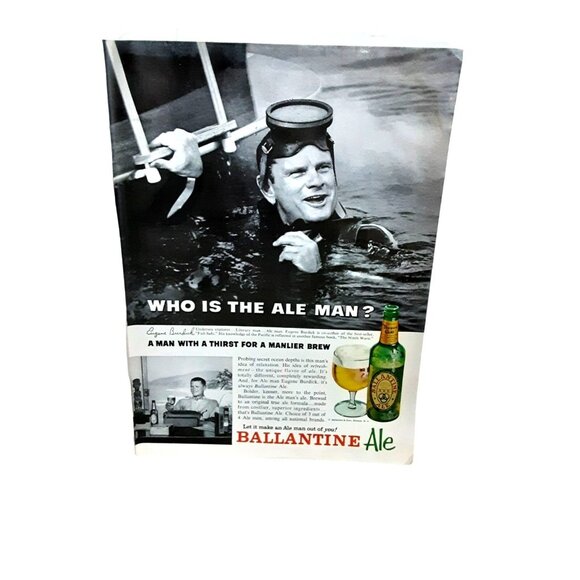 1963 Ballantine Ale Eugene Burdick Explorer Vintage Print Ad Original - Picture 1 of 1